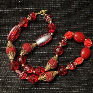 Elegant Red and Gold Beaded Necklace